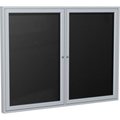 Ghent Ghent Enclosed Letter Board - Outdoor / Indoor - 2 Door - Black Letterboard w/Silver Frame - 48"x60" PA24860BX-BK